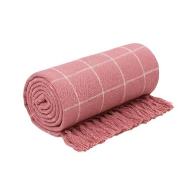 Imagem de Manta para Sofá Gigante 2,40x1,80m Casal Algodão Macio Decorativa(Rosa com Branco)