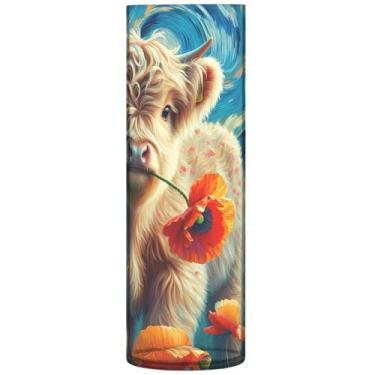 Imagem de Vasos cilíndricos para centros de mesa highland vaca bezerro papoula noite estrelada vaso grande bonito personalizado floral moderno decoração de mesa, 30 cm x 9,9 cm