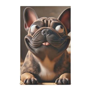 Imagem de Joisal Conjunto de toalhas de prato de fazenda, decoração de cozinha, cachorro engraçado, buldogue francês, toalhas de mão, louças fofas, absorventes de 45 x 71 cm, pacote com 4