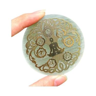 Imagem de Fatia De Cristal Natural Branco De Selenita 6cm Disco De Pedra De Gess