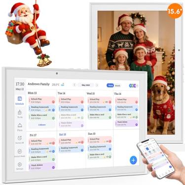 Imagem de AVIFOX Agenda de parede com calendário digital e tabela de tarefas, tela sensível ao toque interativa inteligente para agendas familiares – suporte de parede incluído, ótimo para organizar seu
