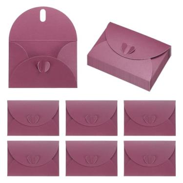 Imagem de PATIKIL Mini envelopes de cartão de 10 x 7 cm, 20 peças de porta-envelopes fofos com fecho de coração para aniversário, casamentos, lembrancinhas, cartões de felicitações, roxo, vermelho