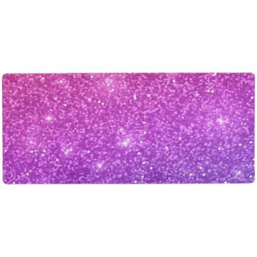 Imagem de Mouse pad de mesa com glitter rosa roxo antiderrapante, mouse pad longo para mesa, 90 x 39,9 cm, superfície lisa para controle de precisão