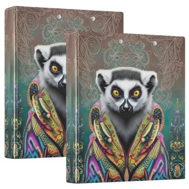 Imagem de Fichários personalizados com 3 anéis de lêmure de cauda fofos, 200 folhas, fichário de escritório, 31,5 x 27 x 6 cm, 1 pacote