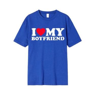 Imagem de Camiseta Engraçada Masculina 'Eu Amo Meu Namorado' Camiseta Feminina '