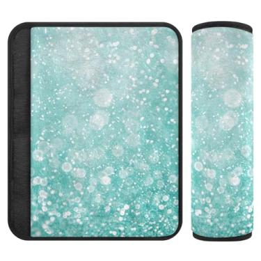 Imagem de Almofadas de alça de assento de carro de flanela macia com glitter turquesa azul-petróleo para crianças pequenas - Almofadas acolchoadas para carros, bolsas de câmera e mochilas