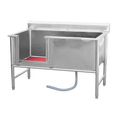 Imagem de Estação de banho para cães, estação de lavagem de animais de estimação, banheira para cães, lava-louça de aço inoxidável para banheira de higiene de animais de estimação, banheira de higiene para cães