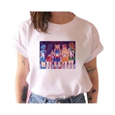 Imagem de Camiseta Feminina Estilo Harajuku Anos 90 Com Estampa De Gato Kawaii, 