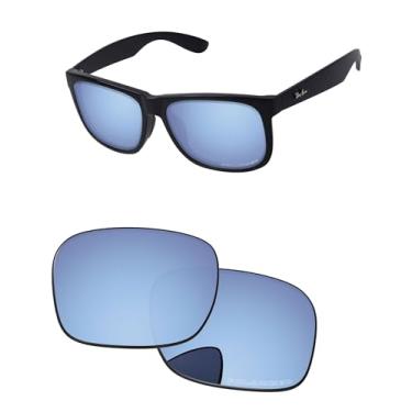 Imagem de PapaViva Lentes de substituição compatíveis com óculos de sol Ray-Ban Justin RB4165 54 mm safira azul polarizado