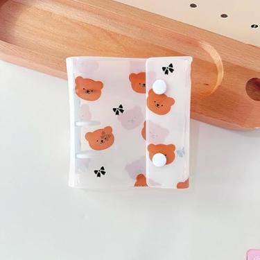 Imagem de Mini álbum de fotos de urso fofo, capa de caderno de viagem, folha solta, recarregável, cartão de foto transparente com 3 anéis, livro de fichário de armazenamento para armazenamento de cartões de