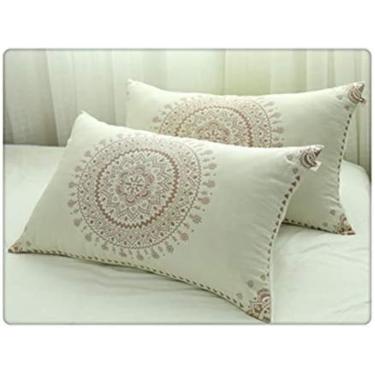 Imagem de Conjunto De 2 Peças De Fronha De Musselina De Algodão Para Casa Hotel Cama Capa De Almofada Macia Design De Presente Para Casal 50X75CM,D,Collector88