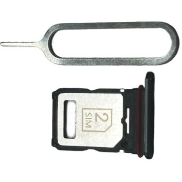 Imagem de zhxchzhi Suporte de bandeja de cartão SIM duplo OEM + pino compatível com Motorola Moto Edge Plus (XT2301-1/2023) peças pretas