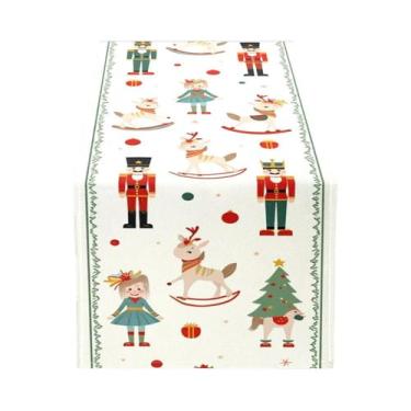 Imagem de Caminho De Mesa De Natal Com Padrões De Quebra-Nozes E Cavalos De Bala