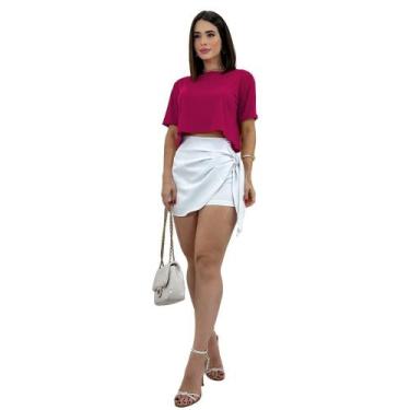 Imagem de Cropped Blusinha Manga Curta Viscolycra T-shirt Soltinho Top - SWISS B