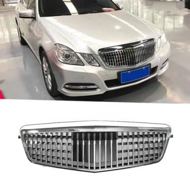 Imagem de Grade decorativa para para-choques de carro, kit de carroceria, grade de corrida para para-choques dianteiros, compatível com E-Class W212 2009-2012, parte externa (prata)