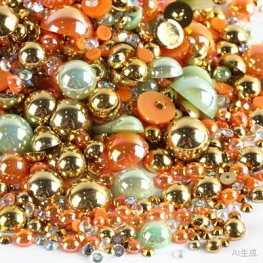 Imagem de 500 peças ABS pérolas semi-redondas e resina flatback strass tamanhos variados kit sortido para fazer joias DIY, arte de unhas, decoração de artesanato (cor 27)