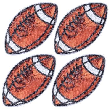 Imagem de KKBES 4 peças de aplique de ferro de passar a ferro no dia do jogo de rúgbi, adesivos hot melt de futebol americano para decorações de bolsas de roupas, 20 x 12 cm