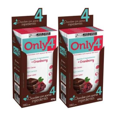 Imagem de Kit Com 2 Caixas Chocolate Vegano 70% Cranberry Only4 70g