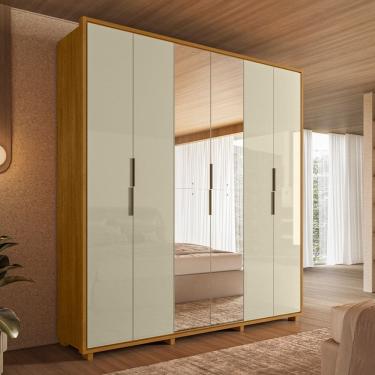 Imagem de Guarda Roupa Casal com Espelho 6 Portas e Pes Em MDF Matisse Madetec