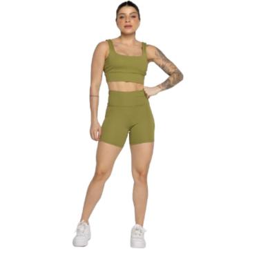 Imagem de Conjunto Top Alça Grossa e Short Smart Serra e Mar Alta Compressão Academia Moda Fitness Musculação-Feminino