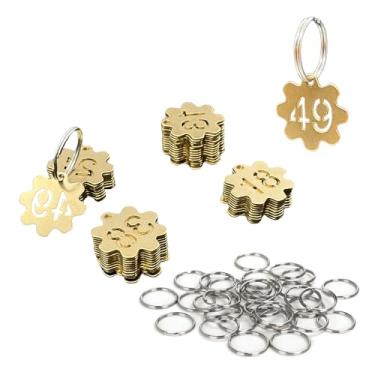 Imagem de NumRealm Etiquetas numéricas de latão forma de engrenagem com chaveiro – Etiqueta de chave numerada de corte oco para chaves, armários, armazenamento, equipamentos – Etiquetas de identificação de