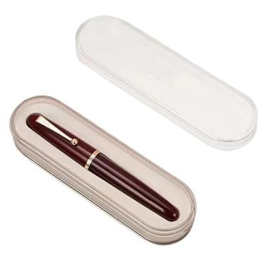 Imagem de AMSOH Caneta-tinteiro acrílica transparente, caneta giratória, ponta de 40 mm, papelaria, material escolar, conversor de tinta de alta capacidade (06, F (aproximadamente 0,5 mm))