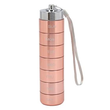 Imagem de Generic Organizador Semanal de Medicina de Viagem de Metal 7 Dias Caixa de Comprimidos de Liga de Alumínio à Prova D'água Ouro Rosa