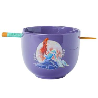 Imagem de Silver Buffalo Disney Princesa Ariel Pintada Lua 590 ml Tigela de Cerâmica Ramen com Pauzinhos