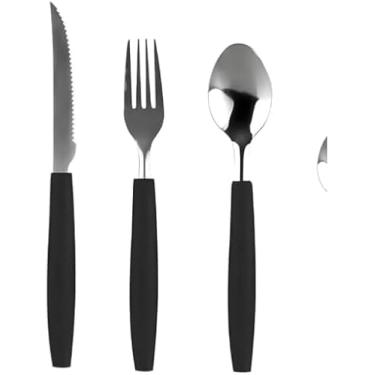 Imagem de Jogo de Talheres 25 Peças, Faqueiro em Aço Inox com Porta Talheres, Preto, 6 Pessoas, Colheres, Garfos, Facas, Design Moderno e Ergonômico