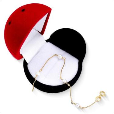 Imagem de Pulseira Infantil Veneziana Ouro 18k 750 Pérola Natu 15cm - Sofistgold