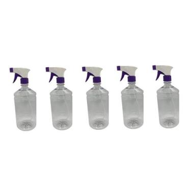 Imagem de Kit 5 Frasco Pulverizador / Borrifador 1000ml - ROXO E BRANCO - Kit 5 
