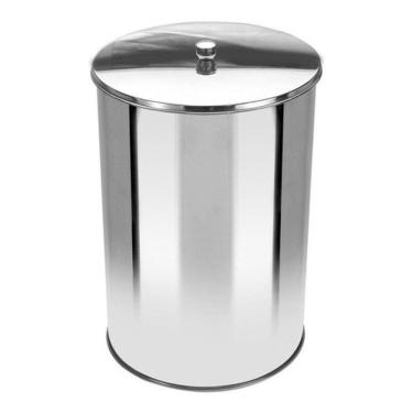 Imagem de Lixeira Office Redonda Com Tampa Em Aço Inox 5 Litros