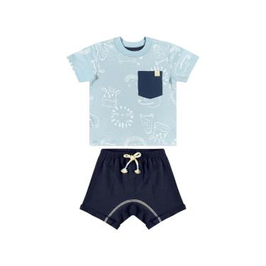 Imagem de Conjunto com Camiseta e Short em Moletom para Bebê Menino Quimby-Masculino