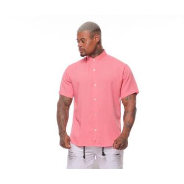 Imagem de Camisa Masculina Gola Padre Lisa Tecido Linho - VOLGUE CLOTHING, Camsa