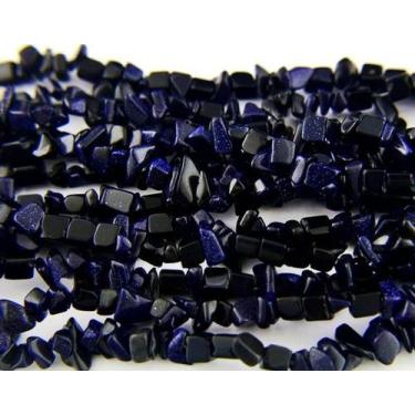 Imagem de Fio Misto Pedra Estrela Azul e Onix Preto Cascalho 90cm - CristaisdeCu