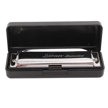 Imagem de G Key Harmonica 10 Hole 20 Tone Órgão bucal banhado a cobre profissional à prova de ferrugem para iniciantes, crianças, cor prata, instrumento musical portátil