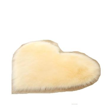 Imagem de Tapete na sala de estar tapetes grandes de pelúcia em forma de coração antiderrapante quarto moderno tapete decoração de quarto (amarelo claro, 70 x 90 cm)