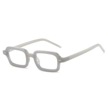 Imagem de Óculos de grau pequenos, retangulares, coloridos, com lentes transparentes, para mulheres e homens, com rebites (cinza transparente).