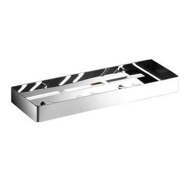 Imagem de Organizador de chuveiro de aço inoxidável, suporte de armazenamento montado na parede, prateleiras flutuantes para banheiro, cozinha, varanda e banheiro (prata, G)