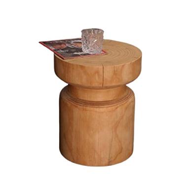 Imagem de Mesa lateral de toco de 45,7 cm de altura, banco lateral de madeira, mesa de canto de árvore, mesa de centro pequena, suporte de plantas para jardim, casa, sala de estar, mesa de café pequena (madeira