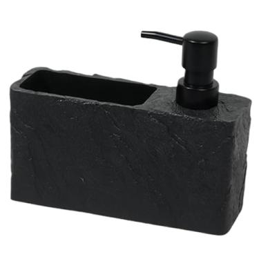 Imagem de Generic Dispensador de sabão para pia, organizador de resina, acessórios compactos e práticos, suporte com bomba para esponjas e escovas de cozinha, Preto