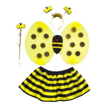 Imagem de Colaxi Tiara de Asas de Abelha, Saia e Varinha - Fantasia Infantil Fofa de Abelha para Apresentação e Baile de Máscaras, Style a