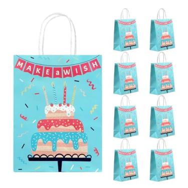 Imagem de DONQE 9 peças de sacos de papel de aniversário com alças 21 × 10 x 10 160 cm, sacos de brindes a granel, reutilizáveis para lembrancinhas de festa
