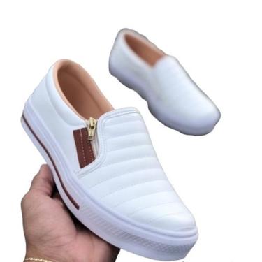 Imagem de Tênis Sapatênis Feminino Casual Sapatilha Slip On Com Zíper - ALIANÇA 