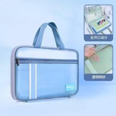 Imagem de Bolsa de documentos transparente com alça, pasta de malha resistente para provas, arquivos e materiais, organização portátil para escritório e estudo, fácil de transportar e visualizar (auzl)