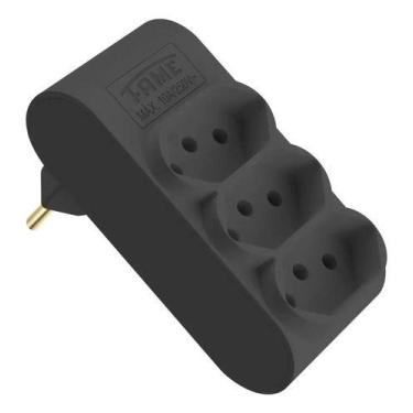Imagem de Plugue Multiplicador 3 Tomadas 2p+t 10a/250v Preto Fame