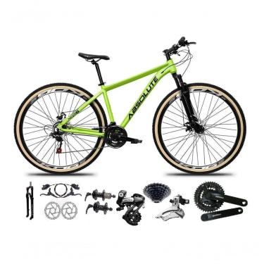 Imagem de Bicicleta Aro 29 Absolute Nero 5 Shimano Altus 24v Freios Hidráulicos Garfo Com Trava Pneu Com Faixa Verde Tam 17