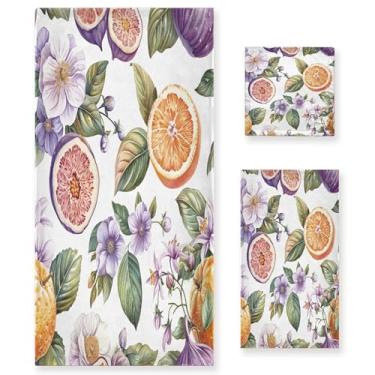 Imagem de xigua Conjunto de toalhas de banheiro de flores em aquarela absorvente macio 3 peças toalha de banho toalha de mão toalhas decorativas para banheiro, academia, hotel, praia, piscina