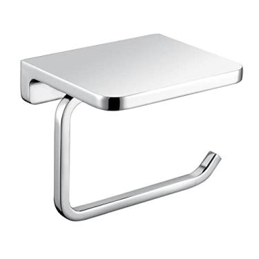 Imagem de Suporte de papel higiênico liso com prateleira cabide de rolo de papel de seda de aço para montagem na parede acessórios de banheiro (cor: preto, tamanho: 12 cm x 10 cm x 10 cm) (preto 12 cm x 10 cm x