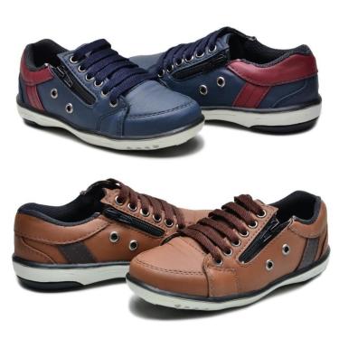 Imagem de Kit 2 Sapatênis Infantil Casual Fechamento Zíper e Elástico-Masculino